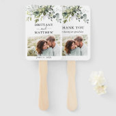 Waterverf Botanical Greenery Photo Wedding Handwaaier (Voorkant en achterkant)