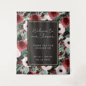 Waterverf Botanical Muted Black Wedding Shower Wandkleed (Voorkant)