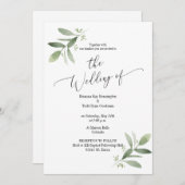 Waterverf Botanical Wedding Invitation Kaart (Voorkant / Achterkant)