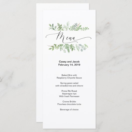Waterverf Botanical Wedding Menu (Voorkant / Achterkant)
