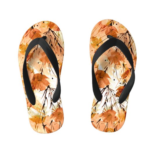 Waterverf Botanicals:  Plant. Kinder Teenslippers (Voetbed)