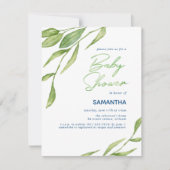 Waterverf Botanisch Baby shower Kaart (Voorkant)