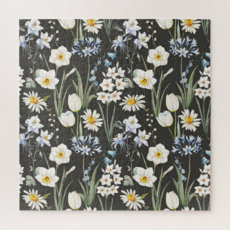 Waterverf botanisch, bloemenveerpatroon. legpuzzel