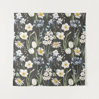 Waterverf botanisch, bloemenveerpatroon. wandkleed