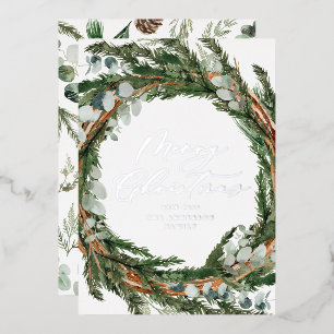 Waterverf botanisch elegant script kerst folie feestdagenkaart