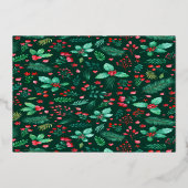 Waterverf Botanisch gebladerte kerst Folie Feestdagenkaart (Achterkant)