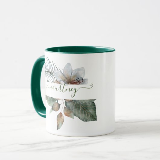 Waterverf botanisch gepersonaliseerd mok (Voorkant links)