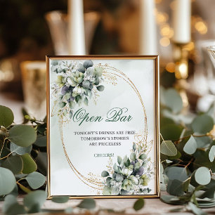 Waterverf Botanisch Open Bar Bord Sagegroen Poster