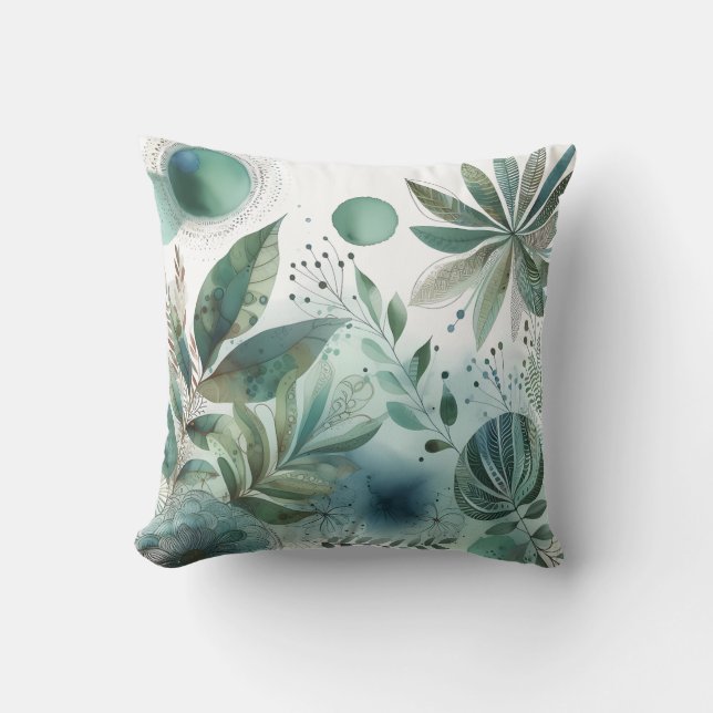 Waterverf Botanisch Sierkussen (Voorkant)