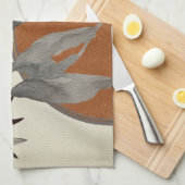 Waterverf Botanisch Sinaasappel Theedoek (Quarter Fold)