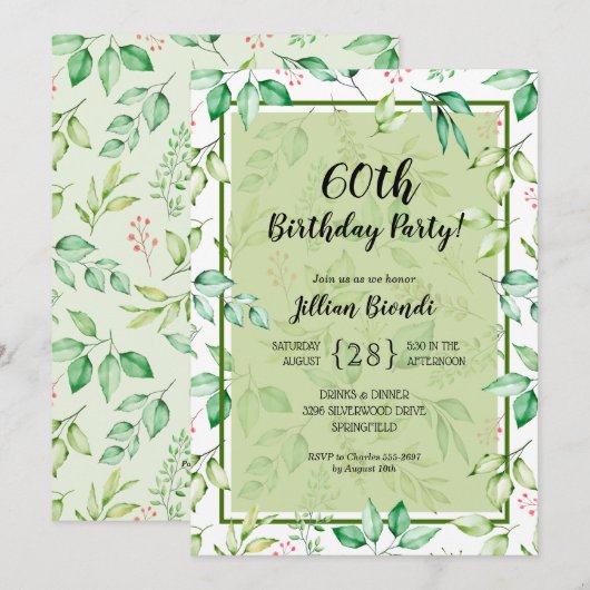 Waterverf Botanische Birthday-feestdagen (Voorkant / Achterkant)