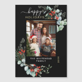 Waterverf Botanische Black Holiday Magnet Kaart (Voorkant)