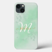Waterverf Botanische bladeren Bladblad Monogram Case-Mate iPhone Case (Achterkant)