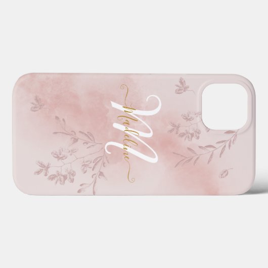 Waterverf Botanische bladeren Bladgroen Roze Monog Case-Mate iPhone Case (Achterkant (horizontaal))