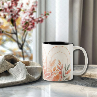 Waterverf Botanische Bladeren Elegante Koffiemok Tweekleurige Koffiemok
