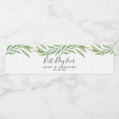 Waterverf Botanische bladeren | Weddenschap Waterfles Etiket (Enkel label)