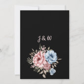 waterverf botanische blauwe & roze bloemen kaart (Achterkant)