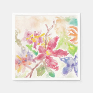 Waterverf Botanische Bloemen Tuin Bloom Charmant Servet