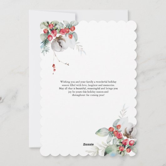 Waterverf Botanische Bloemenboog Foto Kerstmis Feestdagenkaart (Achterkant)