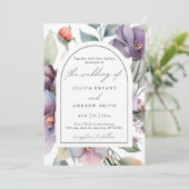 Waterverf botanische bloemenschrift bruiloft kaart (Staand voorkant)