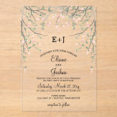 Waterverf Botanische Blush Pink Floral Weddenschap Acryl Uitnodigingen (Voorkant)