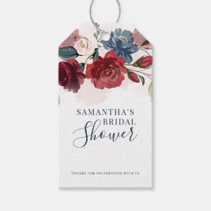 Waterverf Botanische Bruiloftsdouche met Bloemen Cadeaulabel