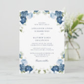 Waterverf Botanische Dusty Blue Floral Wedding Kaart (Staand voorkant)