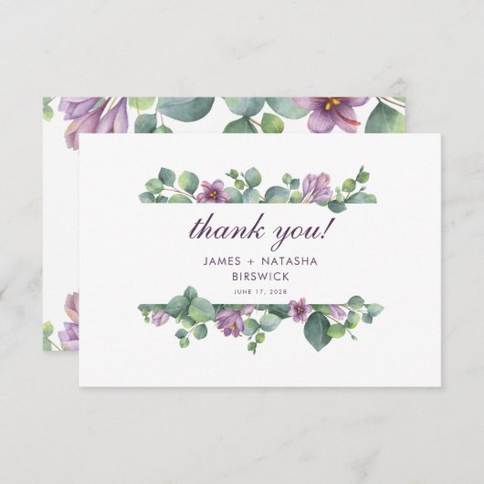 Waterverf Botanische Eucalyptusbruiloft Bedankkaart (Voorkant / Achterkant)