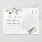 Waterverf botanische eucalyptusgoudbruiloft aankondigingskaart (Achterkant)