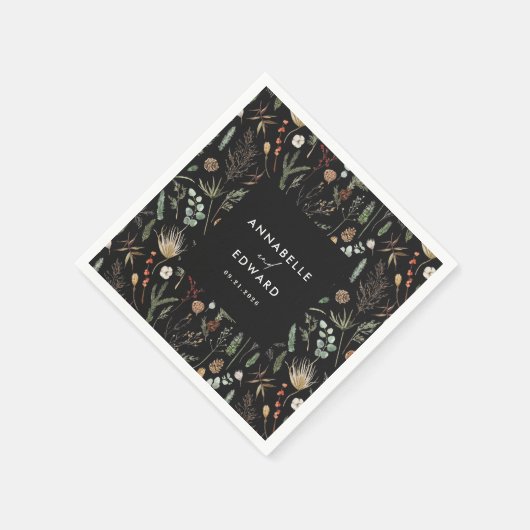 Waterverf botanische florale servet (Hoek)