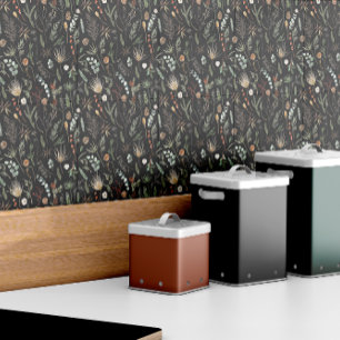 Waterverf botanische floranjezwart, groen-modern tegeltje