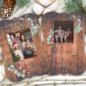 Waterverf Botanische fotohout Feestdagenkaart