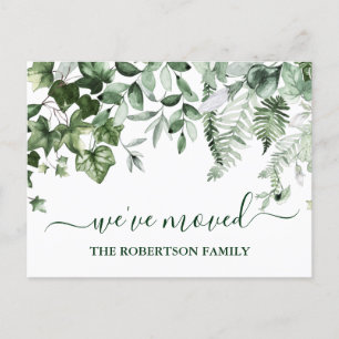 Waterverf Botanische Greenery-adreswijziging Briefkaart