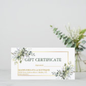 Waterverf Botanische Greenery Gift Certificate (Staand voorkant)