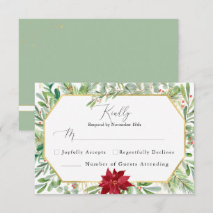 Waterverf Botanische Greenery Holiday Wedding RSVP Kaartje