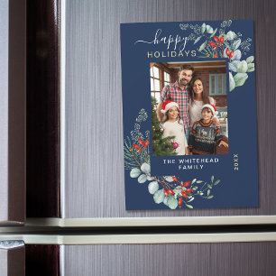 Waterverf Botanische Greenery Navy Blue Foto