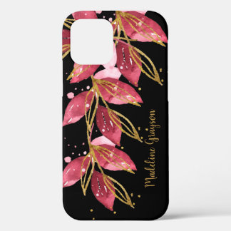 Waterverf Botanische Greenery Persoonlijke Naam iPhone 12 Hoesje