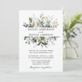 Waterverf Botanische Greenery Sage Green Wedding Kaart (Staand voorkant)