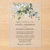 Waterverf Botanische Greenery Wedding Acryl Uitnodigingen (Voorkant)