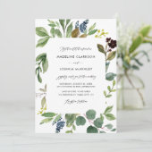 Waterverf Botanische Greenery Wedding Invitation Kaart (Staand voorkant)