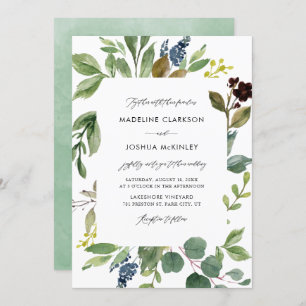 Waterverf Botanische Greenery Wedding Invitation Kaart