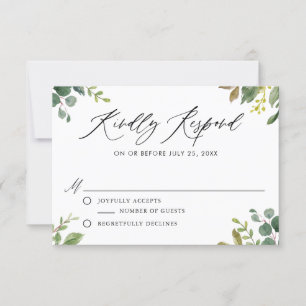 Waterverf Botanische Greenery Wedding RSVP Kaart