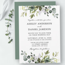 Waterverf Botanische Greenery Wedding Sage Green