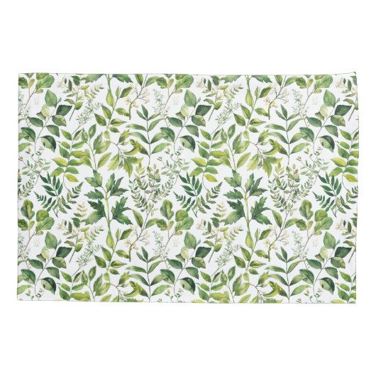 Waterverf Botanische Groene bladeren Kussensloop (Achterkant)