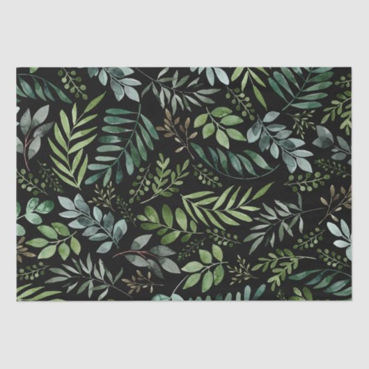 Waterverf Botanische groene bladeren  Tissuepapier (Voorkant)
