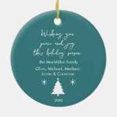 Waterverf botanische hulst en bessen krans keramisch ornament (Achterkant)