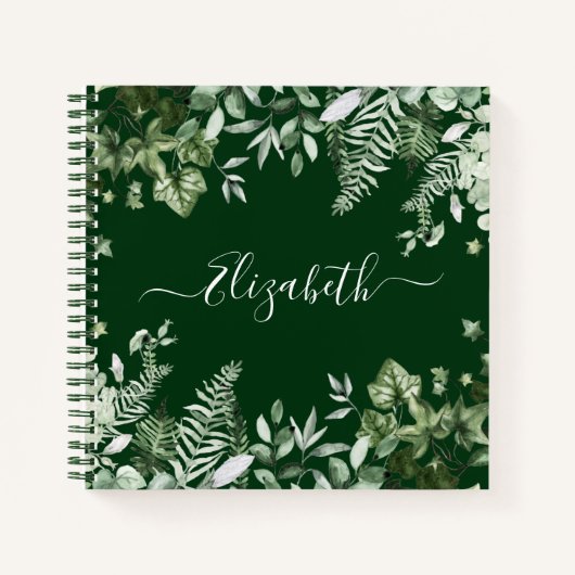Waterverf Botanische Ivy Sage Ferns Greenery Notitieboek (Voorkant)
