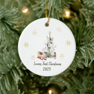 Waterverf botanische kerst keramisch ornament