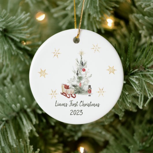 Waterverf botanische kerst keramisch ornament (Boom)