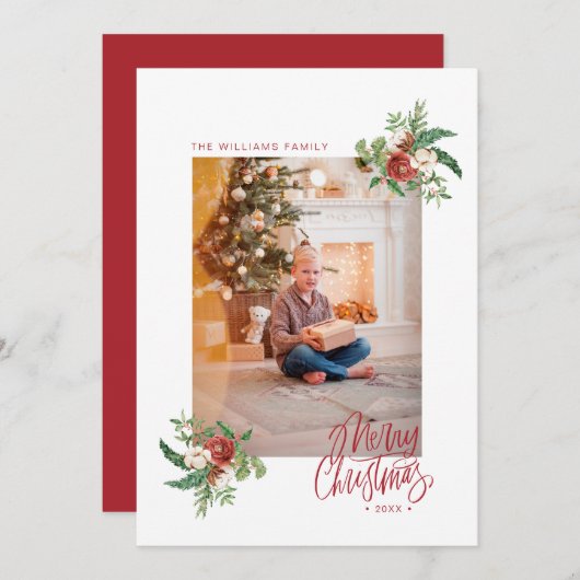 Waterverf Botanische kerst kerstfoto feestdag (Voorkant / Achterkant)